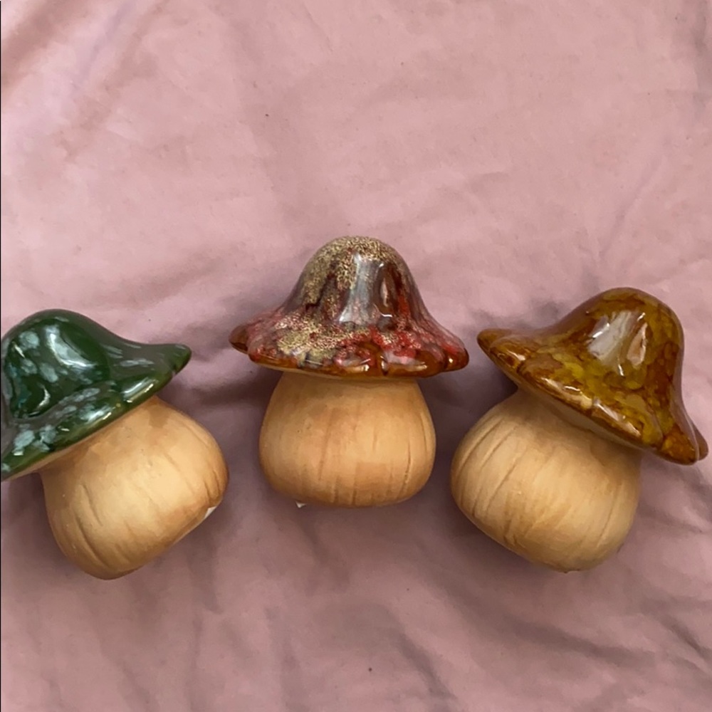 3 ceramic mushrooms